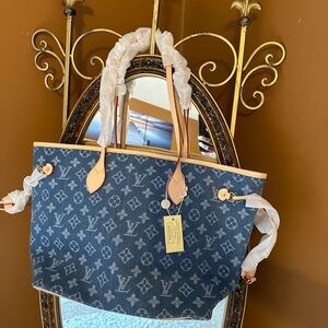 Stylish Louis Vuitton Blue Designer Tote Bag LV